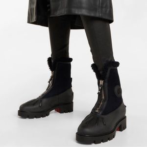 New Christian Louboutin Glory Wool Lined Suede Boots - 7 US 37